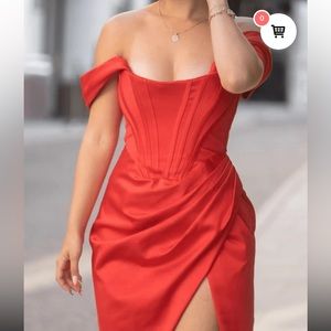 New style of cb red off the shoulder dress